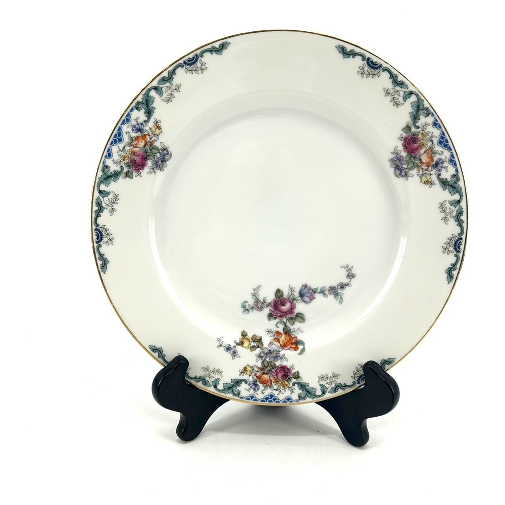 Royal Bayreuth Bavaria Franklin Floral Porcelain Dinner Plate Gold Trim 9.75in